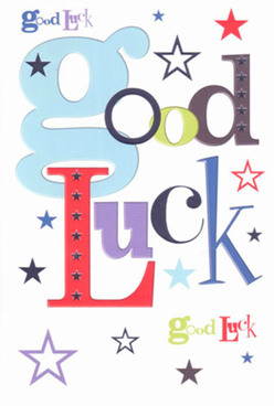 Bathed in the vibrant, multicultural spirit of South Hackney, this good luck card radiates both confidence and playful warmth. The opening letter, a gentle baby-blue, immediately sets an uplifting tone, while bold pops of red and deep purple lend both gravitas and delight to the message. Every letter feels handpicked, their forms layered with care upon a flawless white background, echoing the creative flair found along Mare Street. Around the lettering, a constellation of stars-inky and indigo, luminous blue and soft lavender-scatter in joyful disarray, suggesting wishes made at twilight on London Fields. The top-tier cardstock practically invites touch, its surface smooth and firm, reminiscent of premium floral wraps from a local South Hackney florist. When held, the card delivers more than sentiment; it provides real encouragement, ideal for milestone moments like new beginnings at Queen Mary University or special promotions in the community. This is not just a card but a vessel for hope, carrying the support of a neighbourhood that thrives on diversity and collective belief-the very qualities that make South Hackney bloom anew each day.